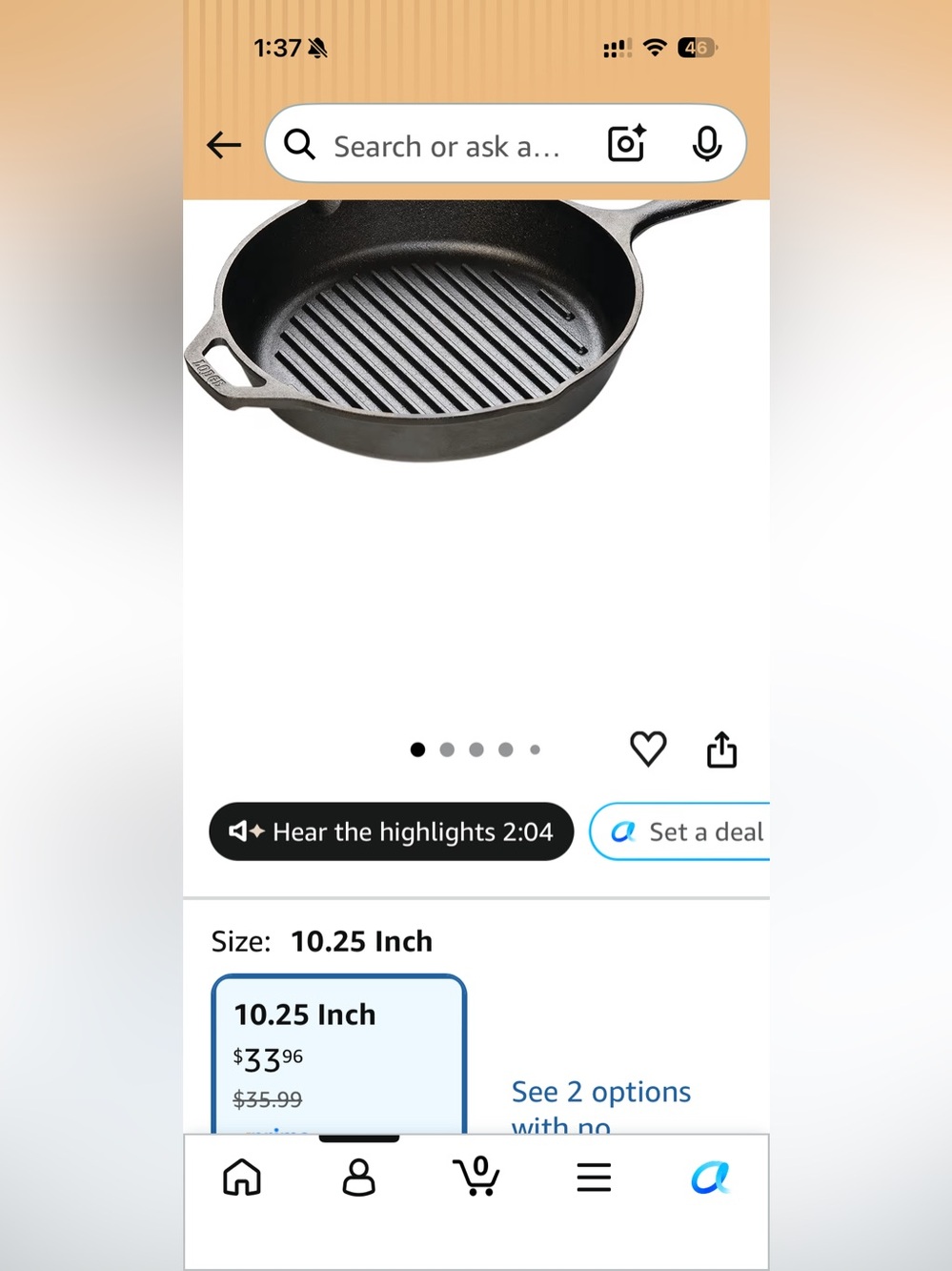 Cast Iron Grill Skillet - Black - Picture 3 of 5